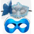 Maskenball Masken Set, silberne Spitzen Schmetterlingsmaske und blaue Augenmaske Party. - Zorro-Schmetterling - blaues Set