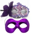 Halloween Maskerade Spitzen Schmetterling Maske und lila Satin Augenmaske Paar Party - Zorro-Schmetterling - Set in Lila