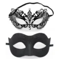 Ensemble de 2 masques noirs, comprenant des styles en strass métal et à paillettes. - Set Sommet Pointu Jazz / Noir