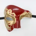 Venetiaans masker voor heren, rood en goud retro half-gelaat design voor verkleedpartij. - Fantoom - goud-rood