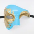 Venetiaans Masker Carnaval Half Gezicht Blauw Goud Retro Feest Kostuum Accessoire - Fantoom - goud & meerblauw