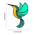 Stained glass hummingbird suncatcher detail, vibrant teal and yellow acrylic hanging decor. - Hummingbird Style D (TYU016D)