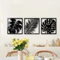 3D Acrylic Monstera Palm Leaf Mirror Wall Stickers Set Botanical Home Decor Detail - Black Size S / JM1081:2mm