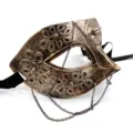 Antike steampunk maske halbgesicht mit ketten und spornen, bronze retro gladiator stil. - Prinz Punk - Bronze