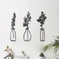 3D acrylic mirror wall sticker plant vase design black self adhesive home wall decor - Size S / Black