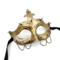 Retro Punk Halbgesicht Maske mit Nieten und Ketten Antik Gold Halloween Kostüm Party - Pfeil Punk - Gold