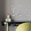 Acryl Spiegel Blumen Vase Wandaufkleber Detail zeigt reflektierende botanische Wohnkultur. - 2 mm Dicke - S / Silber