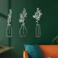 3D acrylic mirror wall sticker set featuring creative vase and plant designs for home decor. - 2mm Thick - S / Silver