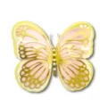 3D layered hollow paper butterfly wall sticker detail shot with pearl decorations and gold trim. - HB038 Style B / Small + 5 x 10mm Pearls
