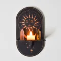 Bohemian wooden wall shelf celestial sun moon crystal display shelf candlestick holder - MZ235