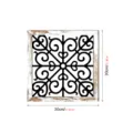 Wooden wall decor detail view showing the square frame, black scroll pattern and size. - Style MZ430-B