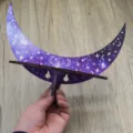 Boho moon wooden wall shelf crystal display shelf purple galaxy room decor home shelf - MZ242-Small
