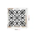 Wooden hollow wall art decor with distressed white frame and black scrollwork pattern 30cm - Style MZ431-B