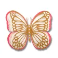 3D layered hollow pearl paper butterfly wall sticker detail, gold and pink design. - HB038 Style C / Small + 5 x 10mm Pearls