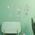 Detailed view of 3D acrylic mirror wall sticker featuring elegant flower vase design decor. - 2mm Thick - S / Silver
