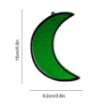 Detailed close-up view of the green acrylic crescent moon suncatcher showing size dimensions. - TYU017D / Hemp Rope + Traceless Hook