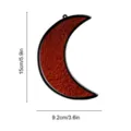 Red crescent moon stained glass style suncatcher detail view, acrylic hanging pendant decor. - TYU017E / Hemp Rope + Traceless Hook