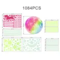 1084pcs luminous wall stickers set with unicorn stars moon and colorful dots design. - With 20cm Rainbow Moon