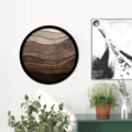 Abstract round wooden wall art detail, modern geometric wood grain decor for living room. - Style MZ458-B