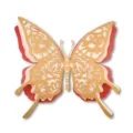 3D layered hollow paper butterfly wall sticker for wedding party decoration gold variant - HB033: Type D / Large: With 5 Pieces of 12mm Artificial Pearls