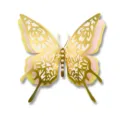 3D hollow butterfly wall sticker gold pink wedding party decor with pearls for home. - HB033: Type A / Large: With 5 Pieces of 12mm Artificial Pearls