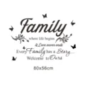 Family wall sticker with butterflies quote art decal for living room bedroom home decor 80x56cm - Black