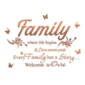 Acrylic mirror wall sticker with family inspirational quotes and butterfly decals for home decor. - Rose Gold