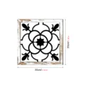 Wooden hollow wall decor with distressed frame and geometric print, square 30cm art piece. - Style MZ436-B