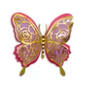 3D hollow butterfly wall sticker, pink and purple layered pearl paper with gold rose cutouts. - HB035: Style B