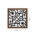 Wooden hollow wall art panel with carved black scroll pattern, square wood grain decor detail. - Style MZ439-A