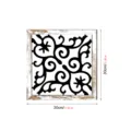 Wooden wall decor panel with carved scroll pattern and distressed frame, 30x30cm size. - Style MZ439-B