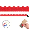 Borde magnético para pizarra, decoración de tablón de anuncios con lunares rojos y blancos. - CT308 / Conjunto Caja de Avión (12 Piezas)