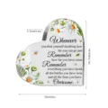 Transparant acryl hart bordje met madeliefje en citaat, perfect voor bureau decoratie. - Groot 15x15cm / BT113