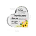 Acryl hart vader dag plaquette tafel decoratie met warme tekst en zonnebloem. - BT115