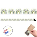 Bordo per bacheca magnetica con design arcobaleno acquerello e foglie per l'aula scolastica. - CT302 (Foglia Arcobaleno ad Acquerello) / Set
