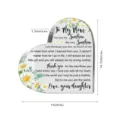 Acryl hart plaquette ornament voor moeder, heldere tafeldecoratie met madeliefjes. - BT114