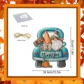 Thanksgiving wooden truck gnome hanging sign porch decor with hook and rope 30x26.6cm - MZ653 - Size L
