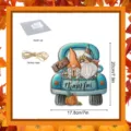 Thanksgiving Gnome Blue Truck Wooden Hanging Sign Autumn Festival Party Door Porch Decor - MZ653 - Size S