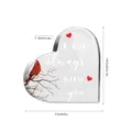 Hartvormig acryl blok ornament met kardinaal vogel opdruk en gedenkquote voor thuisdecoratie. - BT122