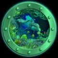 Glow-in-the-dark marine animal porthole wall sticker, vivid underwater world scenery. - KYYG002 - Green Glow