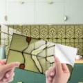 Adesivo per piastrelle verde retrò da staccare e incollare per decorazione parete cucina - KIT128 / Pellicola di cristallo, confezione da 12
