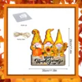 Thanksgiving Gnome wooden hanging sign detail, featuring autumn pumpkin and sunflower decor. - MZ656 - Size S