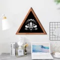 Triangular wooden wall art featuring bohemian moth and moon phases design for home decor sku - MZ461 / Size S: 5mm Thick Basswood with Self-Adhesive Backing