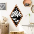 Diamond wooden frame wall art, Nordic mountain and river decor painting for room bedroom. - MZ467