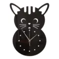 Creative acrylic mirror cat wall clock for living room bedroom home decor black design - GZ101 Black