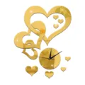 Gold acrylic mirror heart wall clock DIY decorative wall sticker for living room bedroom - GZ094 Gold / Gold