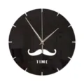 Creative mirror mustache wall clock with modern design for living room and bedroom decor. - GZ106 Black