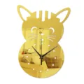 Creative gold mirror cat wall clock detail, perfect for modern living room and bedroom decor. - GZ101 Gold