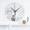 Modern creative circular mirror wall clock with abstract ring design for home decor detail. - GZ087 Silver