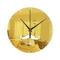 Creative golden mirror wall clock with mustache design, modern decorative clock for room decor. - GZ106 Gold